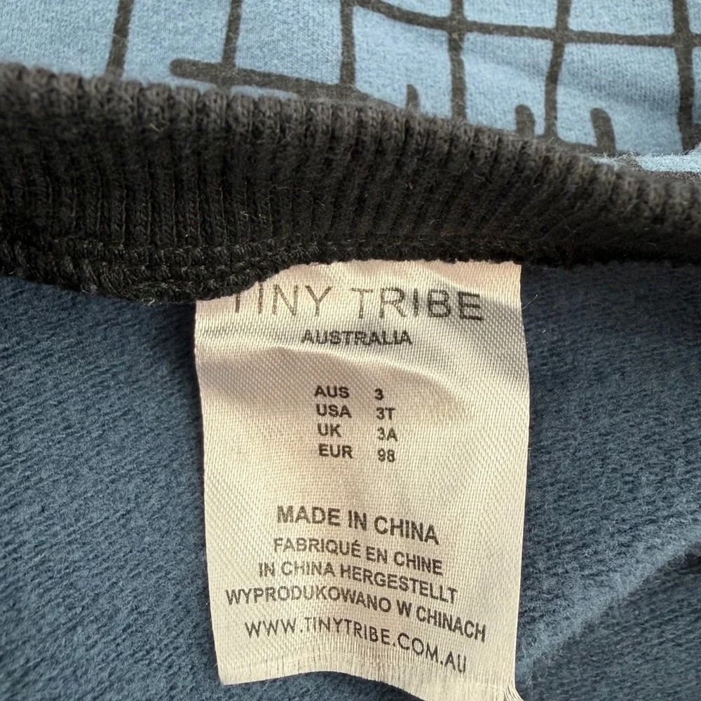 Tiny Tribe Boys Blue Grid Sweatshirt & Joggers Matching Sweatsuit Outfit Set 3T